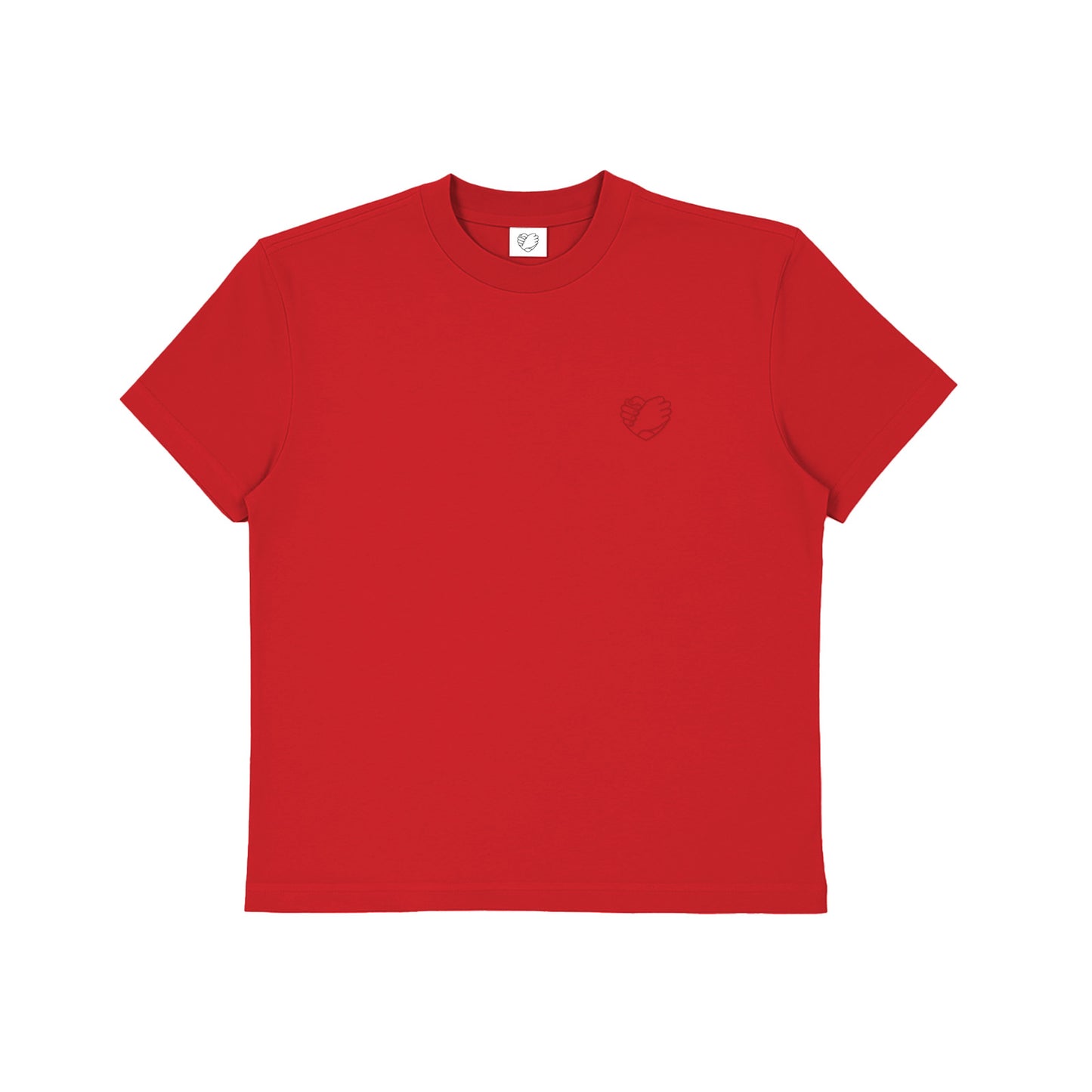 Bro Code red t-shirt with subtle heart design featuring Gender Affirming Clothing