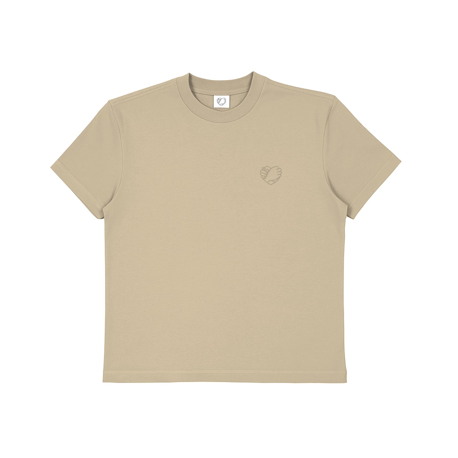 Bro Code LGBTQIA+ camel t-shirt with a small heart logo on front in light brown color