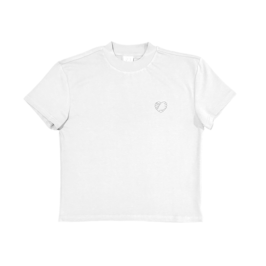 BRO CODE white LGBTQIA+ inclusive heavyweight shirt with small heart logo on chest